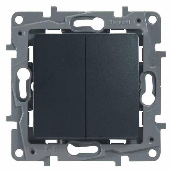 Переключатель двухклавишный Legrand Etika 10A 250V антрацит 672612
