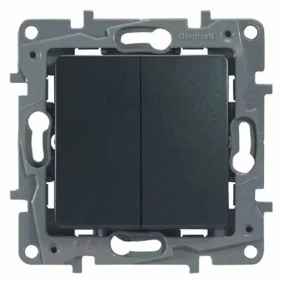 Переключатель двухклавишный Legrand Etika 10A 250V антрацит 672612