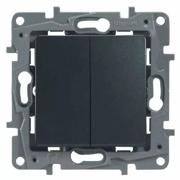 Переключатель двухклавишный Legrand Etika 10A 250V антрацит 672612
