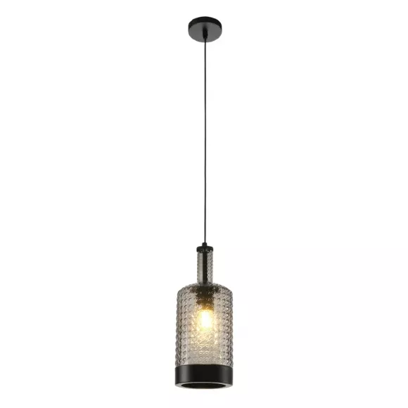 Подвесной светильник Myfar Edwin MR2464-1P, Черный, Дымчатый, Металл Подвесной светильник Myfar Edwin MR2464-1P, Черный, Дымчатый, Металл