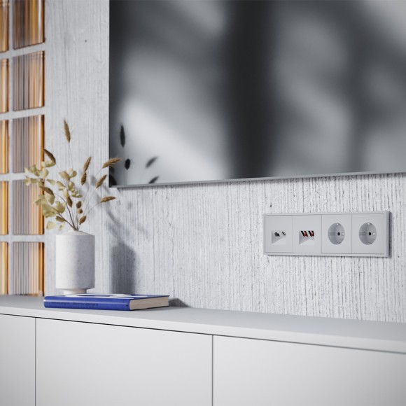 Накладка для розетки TV+RJ45 кат. 6 Voltum S70 (серый) VLS002716