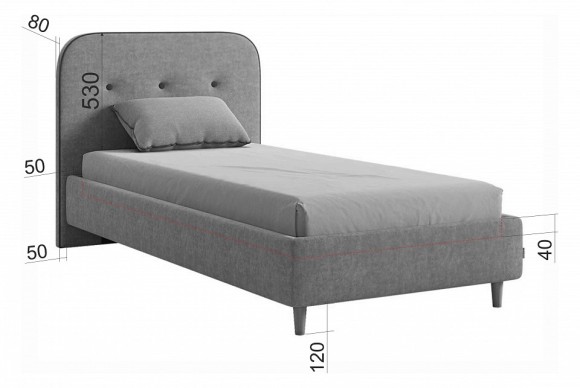 Кровать односпальная Лео 2000x900 мм MBS_KM0-9-19-2348