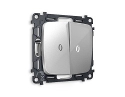 Комплект механизма 2-кл проходного выключателя с подсветкой Ambrella Volt Omega MO404035