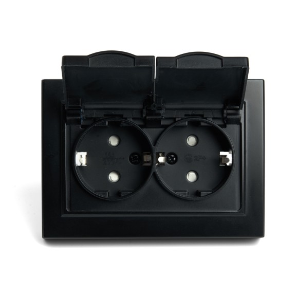 Розетка 2-местная с/з с крышкой Stekker Эрна PST16-9015-03 49138