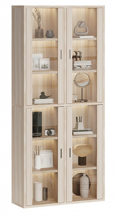 Шкаф-витрина Домино СУ(ш2в2)+4ФС MER_SUsh2v2-4FS-K-karamel