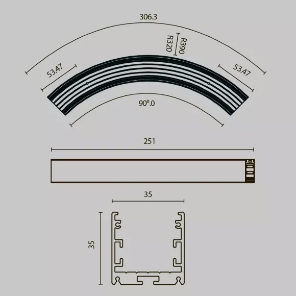 Радиусный профиль Maytoni Led strip ALM-3535R-B-D-90°-0.3M Радиусный профиль Maytoni Led strip ALM-3535R-B-D-90°-0.3M