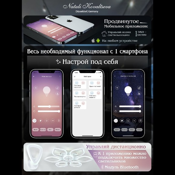 Потолочная светодиодная люстра с пультом управления Natali Kovaltseva Effect LED LAMPS 81116