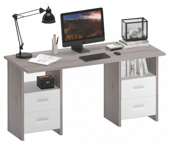 Стол письменный Домино Lite СКЛ-Прям150+2ТЯЛ MER_SKL-Pryam150-2TYAL_NBE