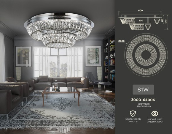 Потолочная светодиодная люстра Ambrella Light Traditional TR5029