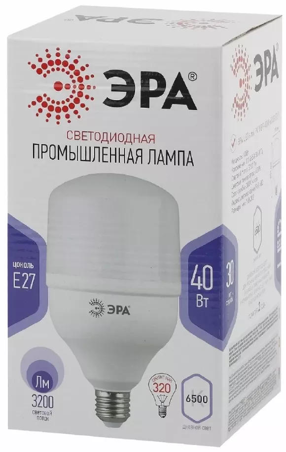 Лампа светодиодная Эра E27 40W 6500K LED POWER T120-40W-6500-E27 Б0027006