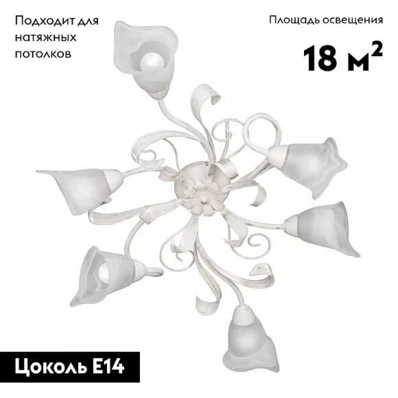 Потолочная люстра Vitaluce V3747-0/6PL, Белый, Металл, Стекло