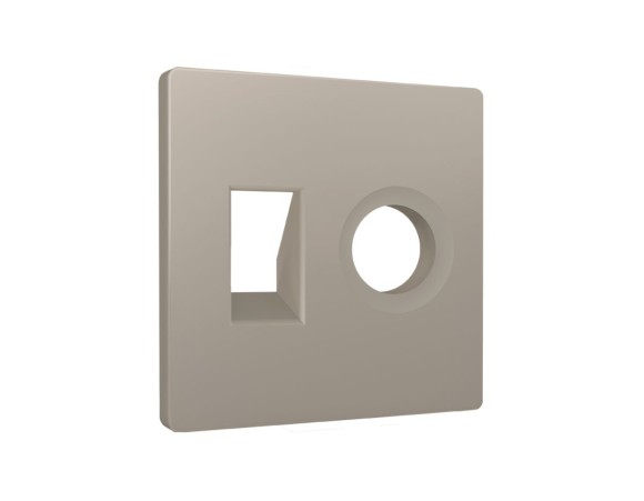 Лицевая панель Alfa (Серо-бежевый матовый) для компьютерной/телефонной + TV розетки RJ-45/RJ-11 Quant Ambrella Volt AP3725