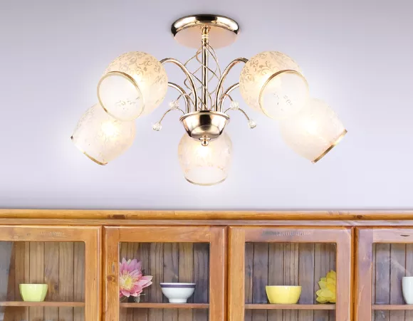 Подвесная люстра Ambrella Light Traditional TR3189, Золото, Белый, Металл, крупный план