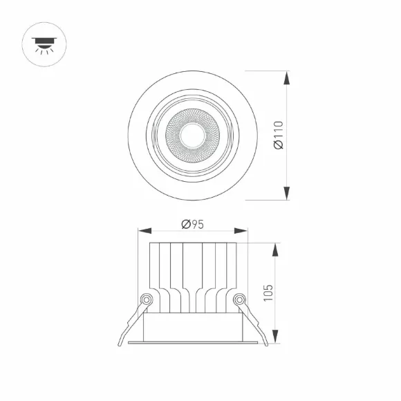 Встраиваемый светильник Arlight MS-VORTEX-BUILT-R110-20W Warm3000 (WH-WH, 20 deg, 230V) 056565, Белый, Теплый белый, Алюминий Встраиваемый светильник Arlight MS-VORTEX-BUILT-R110-20W Warm3000 (WH-WH, 20 deg, 230V) 056565, Белый, Теплый белый, Алюминий