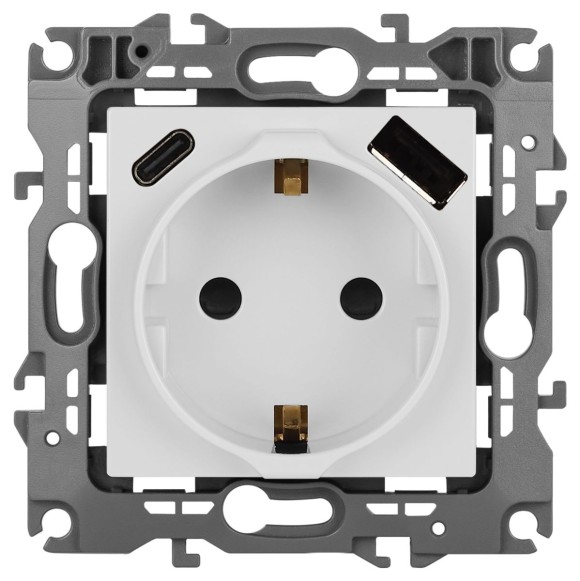 Розетка со шторками с USB type-A+C Эра 12-4108-01 Б0067752