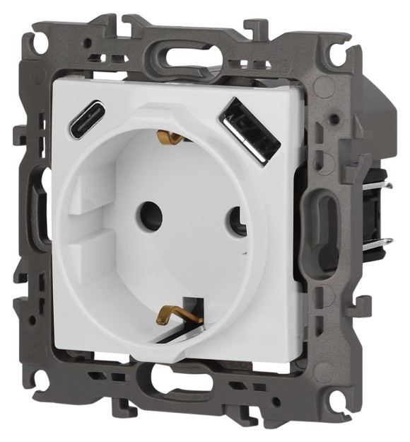 Розетка со шторками с USB type-A+C Эра 12-4108-01 Б0067752