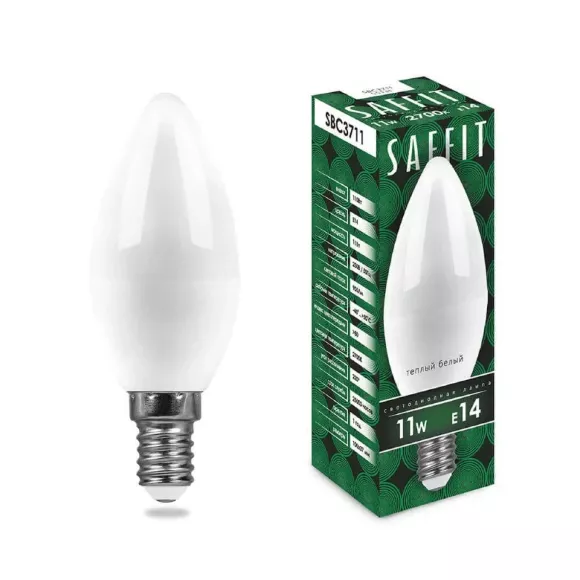 Лампа светодиодная Saffit SBC3711 Свеча E14 11W 2700K 55131 Лампа светодиодная Saffit SBC3711 Свеча E14 11W 2700K 55131
