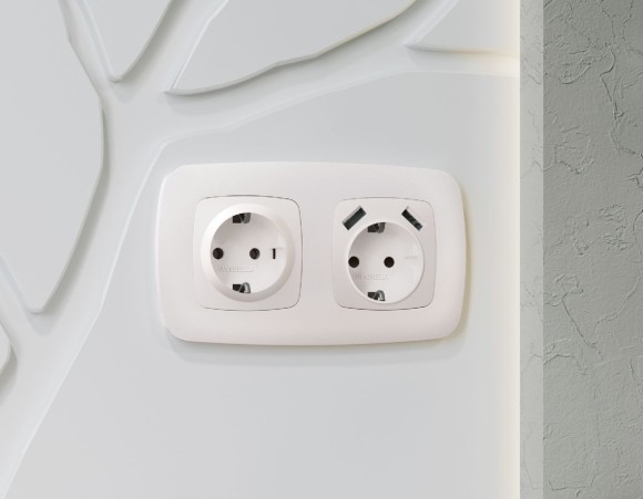 Лицевая панель для розетки с/з Ambrella Volt Omega OP2060