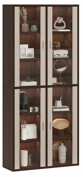 Шкаф-витрина Домино СУ(ш2в2)+4ФС MER_SUsh2v2-4FS-VK-venge-karamel