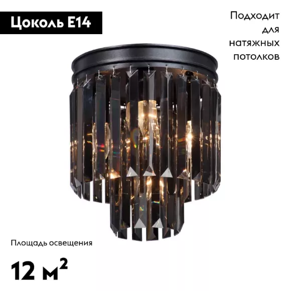 Потолочная люстра Vitaluce V5155-1/3+1PL, Черный, Прозрачный, Металл Потолочная люстра Vitaluce V5155-1/3+1PL, Черный, Прозрачный, Металл