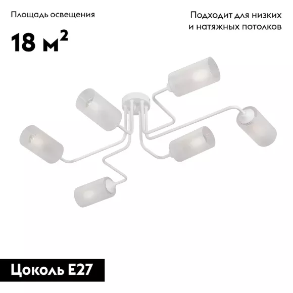 Потолочная люстра Vitaluce V4310-0/6PL, Белый, Металл, Стекло