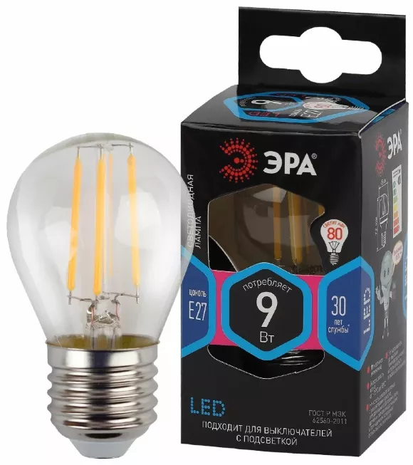 Лампа светодиодная Эра E27 9W 4000K F-LED P45-9w-840-E27 Б0047029 Лампа светодиодная Эра E27 9W 4000K F-LED P45-9w-840-E27 Б0047029