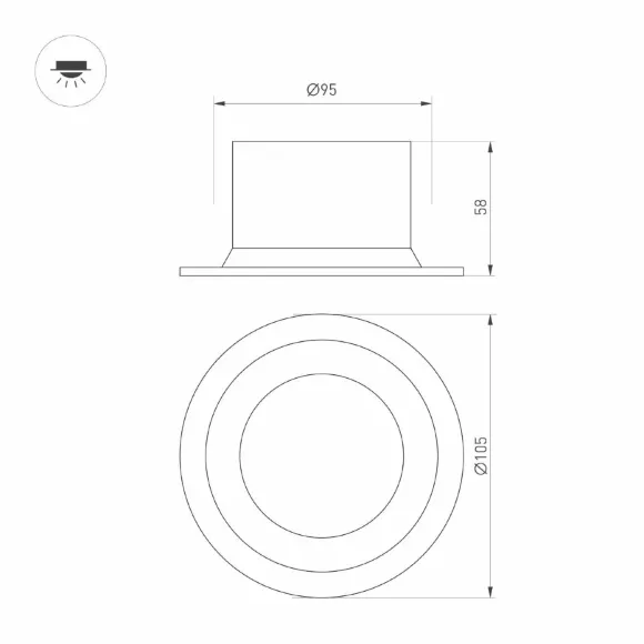 Встраиваемый светильник Arlight MS-DROP-BUILT-R105-14W Warm2700 054708