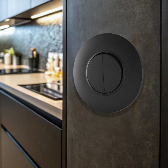 Выключатель круглый двухклавишный с рамкой Arte Milano SET08-1-30-2 black