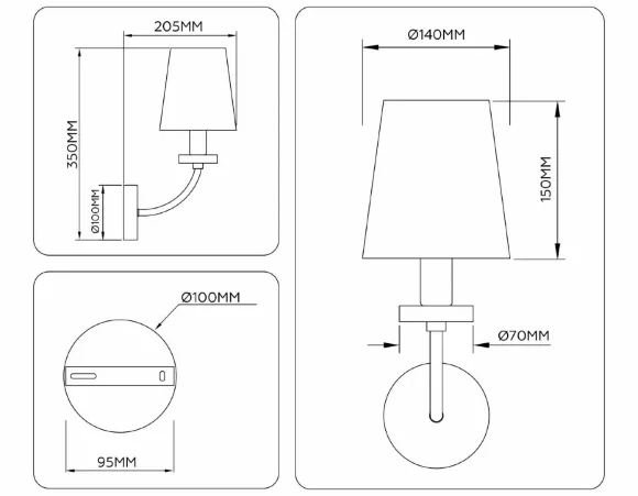 Бра Ambrella Light High Light Ceramo Classic LH75359, Белый, Бронза, Металл