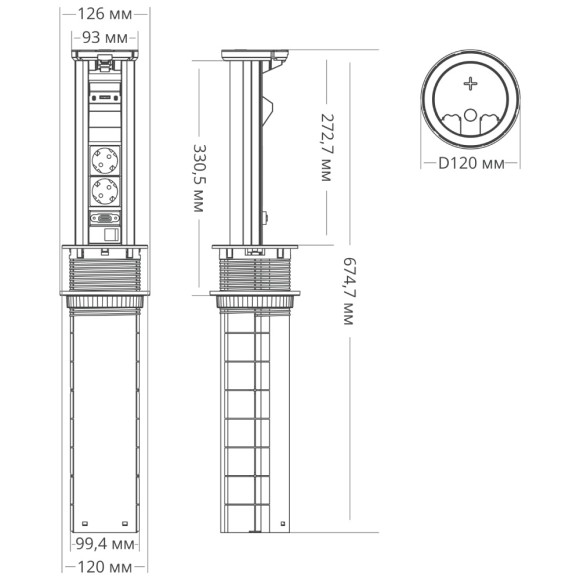 Блок розеток (2 секции, USB type A+C + RJ45 + HDMI) Mebax 00-00002597