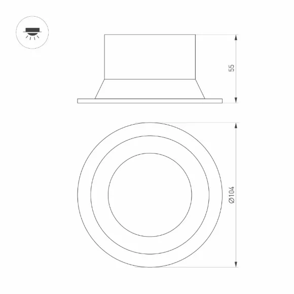 Встраиваемый светильник Arlight MS-BREEZE-BUILT-R104-12W Warm3000 (BK, 85 deg, 230V) 036621 Встраиваемый светильник Arlight MS-BREEZE-BUILT-R104-12W Warm3000 (BK, 85 deg, 230V) 036621