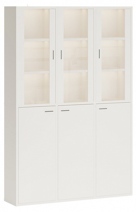 Шкаф-витрина Домино СУ(ш3в2)+3ФГ+3ФС MER_SUsh3v2-3FG-3FS-BE-belyj