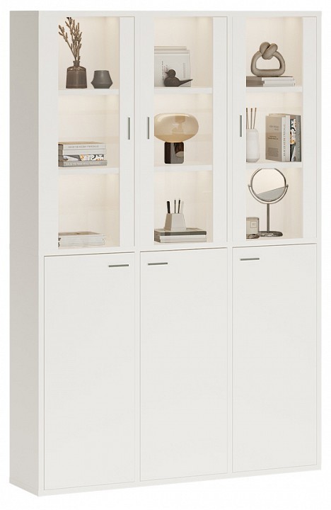 Шкаф-витрина Домино СУ(ш3в2)+3ФГ+3ФС MER_SUsh3v2-3FG-3FS-BE-belyj