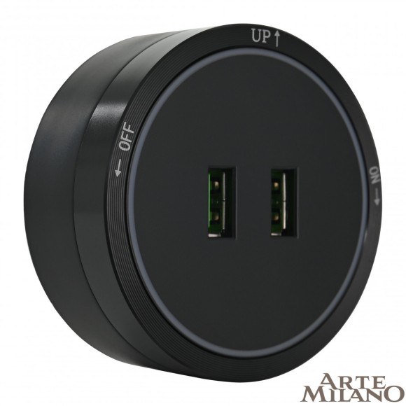Трековая розетка Arte Milano Am-track-sockets 380066TS LED/USBx2 Black