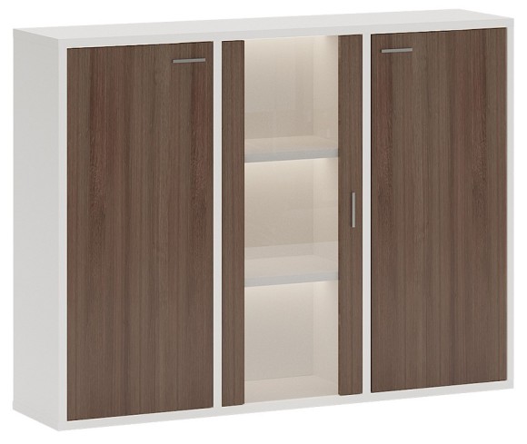 Тумба-витрина Домино СУ(ш3в1)+2ФГ+1ФС MER_SUsh3v1-2FG-1FS-BESH-belyj-shamoni-CH