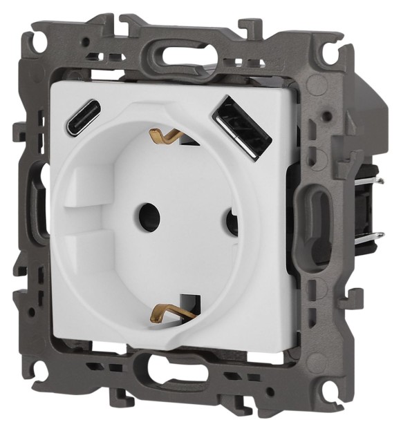 Розетка со шторками с USB type-A+C Эра 12-4108-01М Б0067711