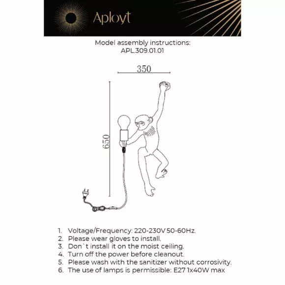Настенный светильник Aployt Magali APL.309.01.01, Белый, Полимер, Дизайнерский стиль Настенный светильник Aployt Magali APL.309.01.01, Белый, Полимер, Дизайнерский стиль