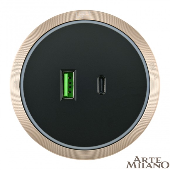 Трековая розетка Arte Milano Am-track-sockets 380066TS LED/USB-Type-C Gold