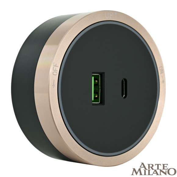 Трековая розетка Arte Milano Am-track-sockets 380066TS LED/USB-Type-C Gold