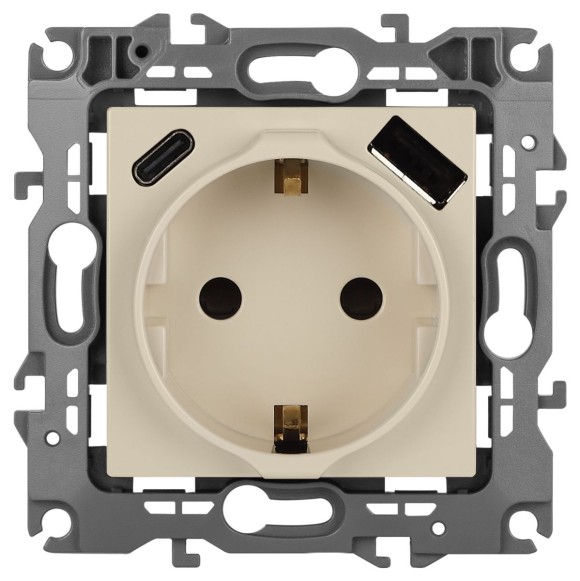 Розетка со шторками с USB type-A+C Эра 12-4108-02 Б0067731