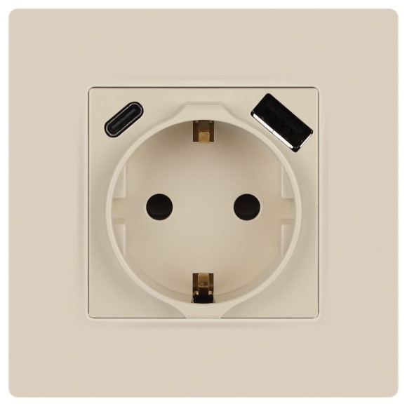 Розетка со шторками с USB type-A+C Эра 12-4108-02 Б0067731