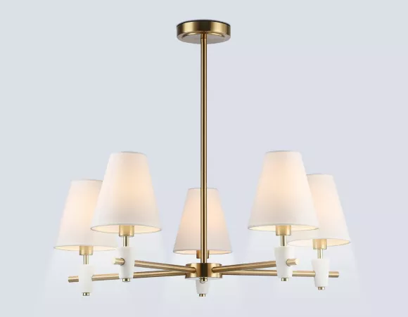 Люстра на штанге Ambrella Light High Light Ceramo Classic LH75044, Латунь, Белый, Металл Люстра на штанге Ambrella Light High Light Ceramo Classic LH75044, Латунь, Белый, Металл