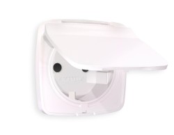 Лицевая панель для розетки с/з со шторками и крышкой Ambrella Volt Omega OP2080