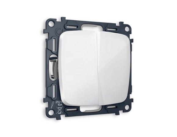 Комплект механизма 2-клавишного перекрестного выключателя Ambrella Volt 10A-250V OMEGA MO103030 Белый глянец QUANT (OP1030, VM125)