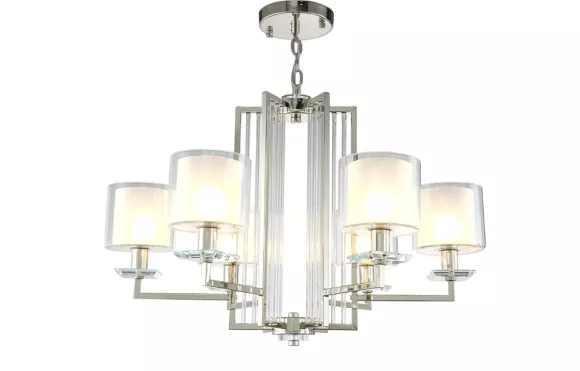 Подвесная люстра Crystal Lux Nicolas NICOLAS SP-PL6 NICKEL/WHITE, Никель, Прозрачный, Металл