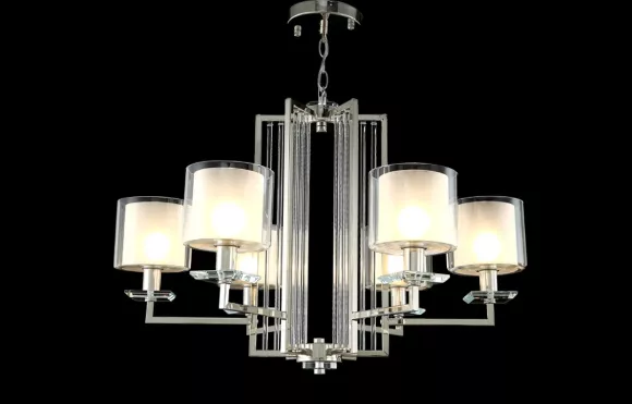 Подвесная люстра Crystal Lux Nicolas NICOLAS SP-PL6 NICKEL/WHITE, декоративные элементы крупным планом