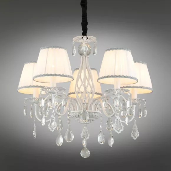 Подвесная люстра Omnilux Cremona OML-60813-05, Белый, Металл, Ткань Подвесная люстра Omnilux Cremona OML-60813-05, Белый, Металл, Ткань