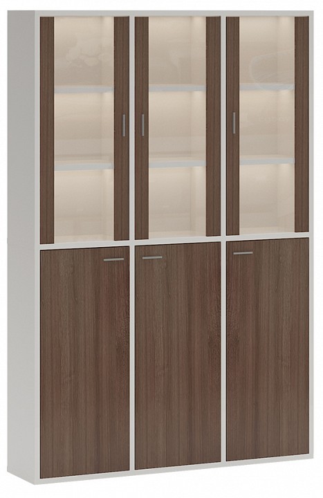 Шкаф-витрина Домино СУ(ш3в2)+3ФГ+3ФС MER_SUsh3v2-3FG-3FS-BESH-belyj-shamoni-CH