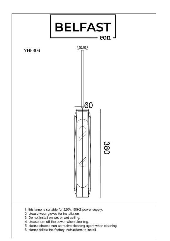 Подвесной светильник Belfast Gibson 6133-1 BR CL