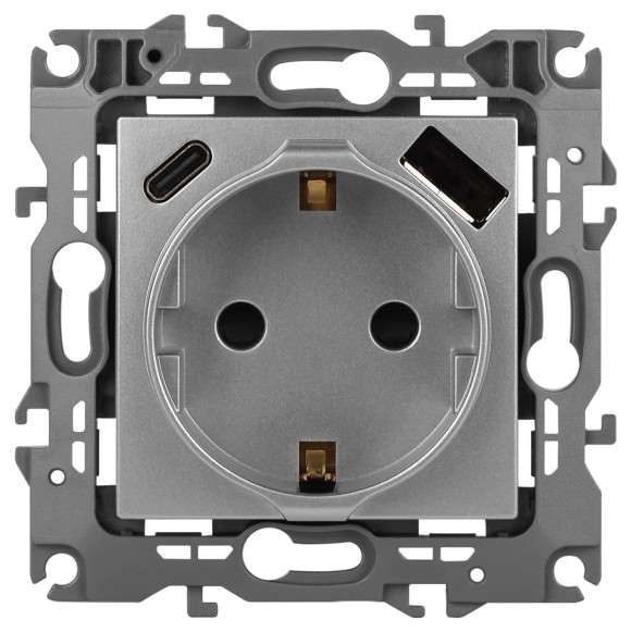 Розетка со шторками с USB type-A+C Эра 12-4108-03 Б0067716